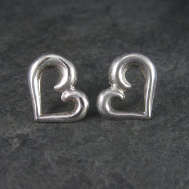 Vintage Sterling Heart Earrings