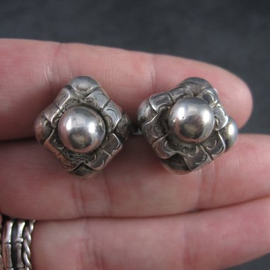 Antique Mexican Sterling Screw Back Earrings