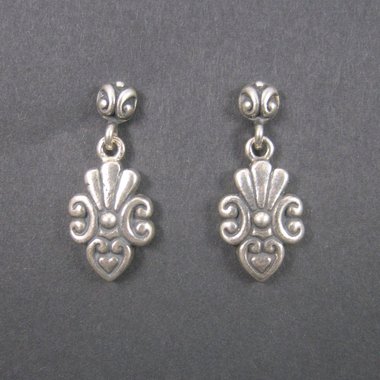 Vintage Sterling Victorian Style Heart Earrings