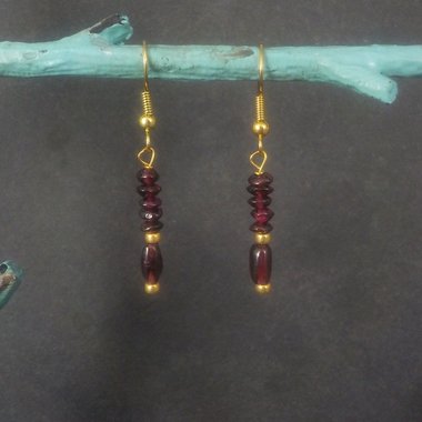 Vintage Gold Garnet Earrings