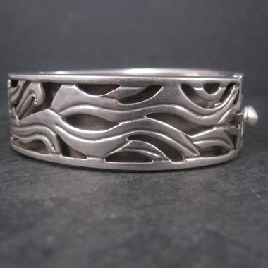 Vintage Mexican Sterling Sun Bangle Bracelet 6.75 Inches