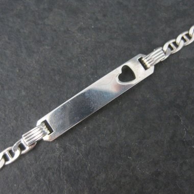 Vintage Italian Sterling Engravable Heart Bracelet 5.25 Inches