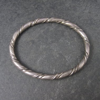 Vintage Sterling Twisted Bangle Bracelet 6.5 Inches