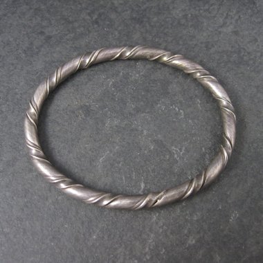 Vintage Sterling Twisted Bangle Bracelet 6.5 Inches