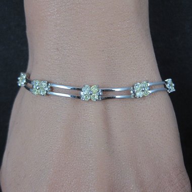 Vintage Sterling Yellow Cz Flower Bracelet 7.25 Inches