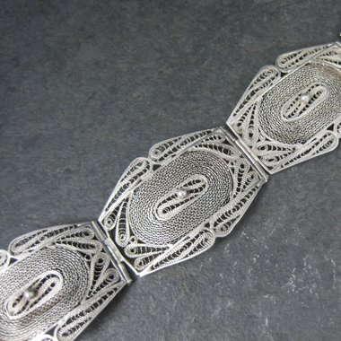 Vintage Spun Silver Sterling Cannetille Bracelet 7 Inches