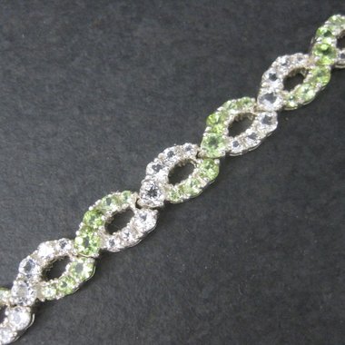 Vintage Sterling Peridot White Topaz Bracelet 7.25 Inches