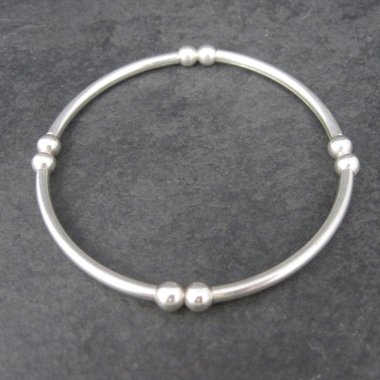 Vintage Stretchy Sterling Bangle Bracelet 7 Inches