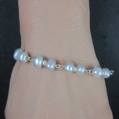 Estate Sterling Pearl Bracelet 7 Inches