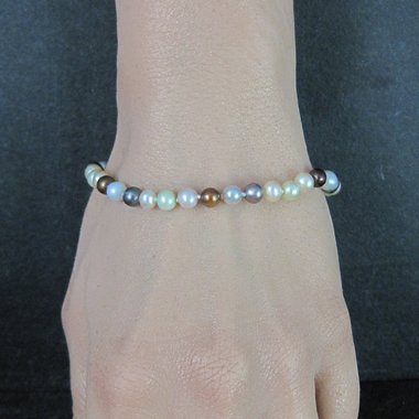 Estate Sterling Multi Pearl Bracelet 7.5 Inches