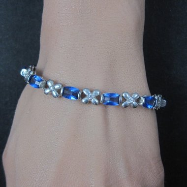 Sterling Faux Sapphire Bracelet 7 Inches
