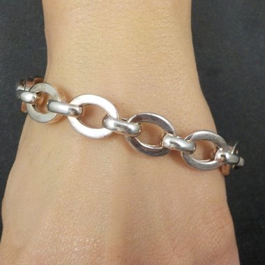 Chunky Vintage Italian Sterling Bracelet 8.25 Inches
