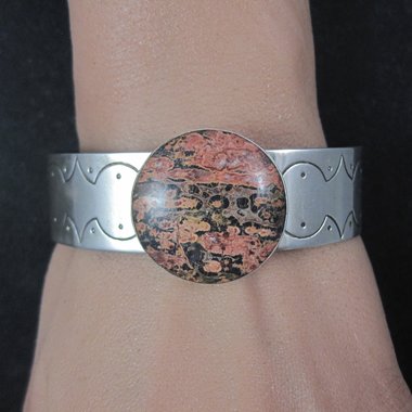 Vintage Sterling Jasper Cuff Bracelet 6.5 Inches Desert Rose Trading Jay King