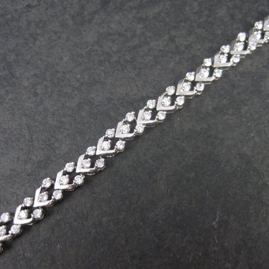 Vintage 90s Sterling Silver Cubic Zirconia Bracelet 7 Inches