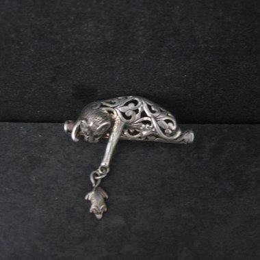 Vintage Sterling Cat and Mouse Brooch