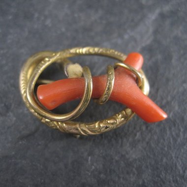 Antique Gold Filled Coral Branch Brooch Pendant
