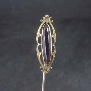 Antique Purple Amethyst Glass Stick Pin