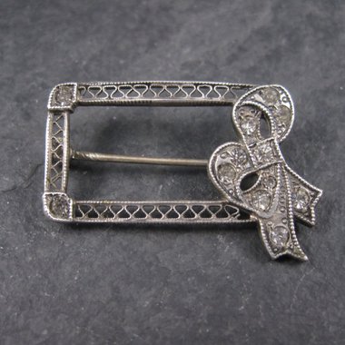 Antique Sterling Paste Diamond Bow Brooch