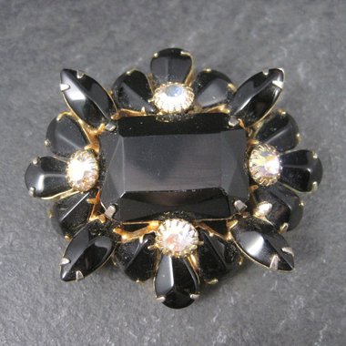 Vintage Black Rhinestone Juliana Brooch