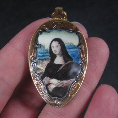 Vintage Mona Lisa Spoon Brooch