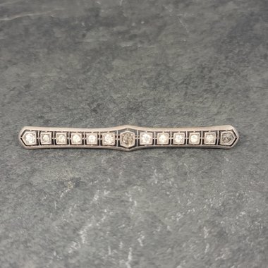 Vintage Crystal Sterling Bar Brooch Pin Henry Fishel