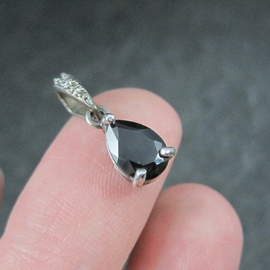 Tiny Sterling Black Spinel Pendant