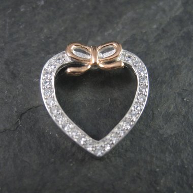 Vintage 90s Sterling Cubic Zirconia Heart Pendant