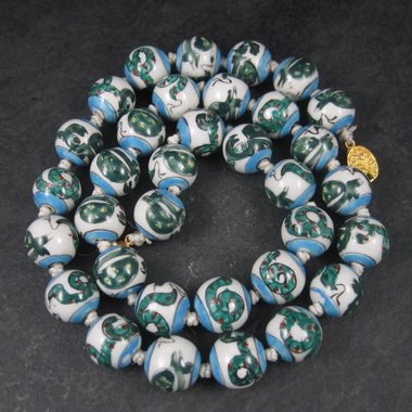 Vintage Chinese Export Snake Bead Necklace 25 Inches