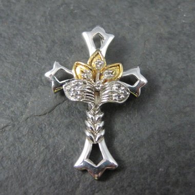 Vintage Sterling Vermeil Spinel Cross Pendant