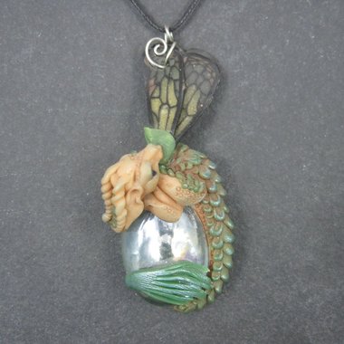 Large Polymer Clay Sea Dragon Fairy Pendant