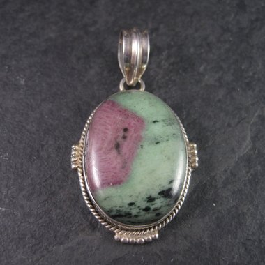 Large Sterling Ruby Zoisite Pendant