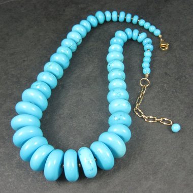 Heavy Vintage Turquoise Howlite Necklace