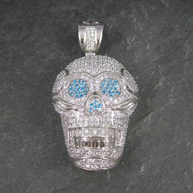 Huge Dimensional Sterling Skull Pendant