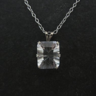 Simple Sterling White Topaz Solitaire Pendant Necklace