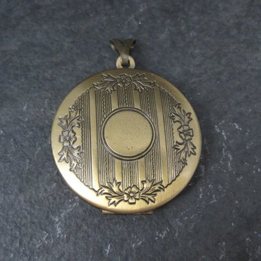 Round Vintage Brass Locket Pendant