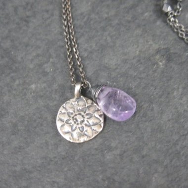 Dainty Vintage Sterling Amethyst Flower Necklace