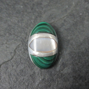 Vintage Sterling Malachite Mother of Pearl Inlay Pendant