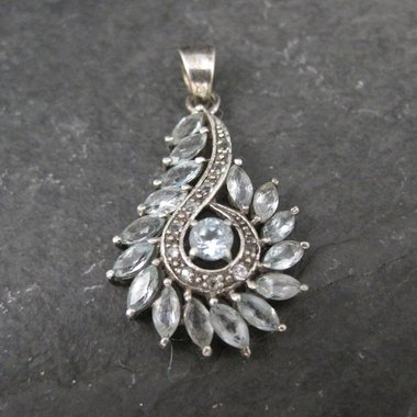 Estate Sterling Silver Swiss Blue Topaz Pendant