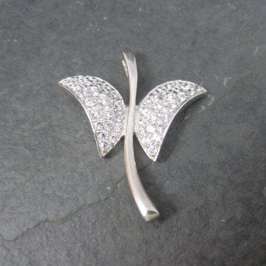 Vintage Sterling Cz Butterfly Pendant