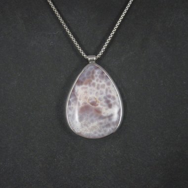 Vintage Sterling Purple Agate Pendant Necklace