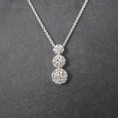 Small Vintage Sterling Diamond Pendant Necklace