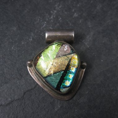 Vintage Sterling Dichroic Glass Pendant