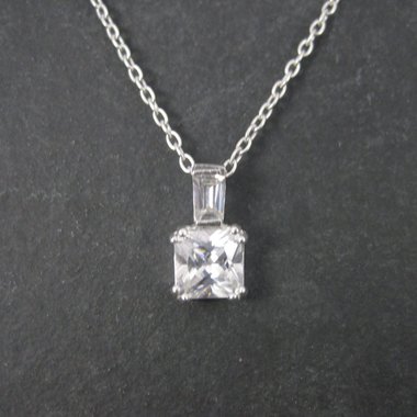 Dainty Vintage Sterling Cubic Zirconia Pendant Necklace