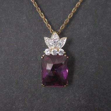 Estate Vermeil Sterling Purple Sapphire Pendant Necklace