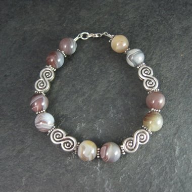 Sterling Silver Botswana Agate Bracelet 8 Inches