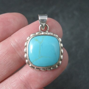 Estate Sterling Faux Turquoise Pendant