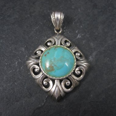 Vintage 90s Sterling Turquoise Pendant Thailand