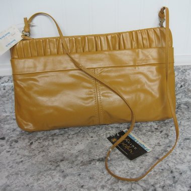 Small 1985 Yellow Leather Handbag Purse New Old Stock Vintage