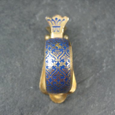 Vintage Blue Enamel Scarf Glove Clip