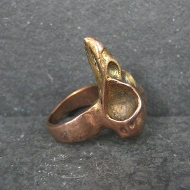 Estate Copper Bird Skull Ring Size 4